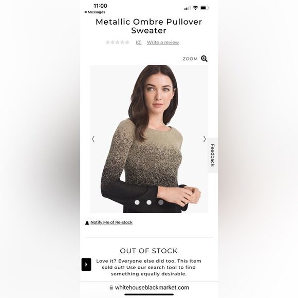 WHBM Black & Gold Metallic Ombre Lurex Pullover Sweater Size Small ✨🖤🥂 - Picture 12 of 12